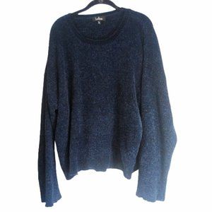 LuLus Sweater Navy Blue Pullover Knit Size XL Round Neck Long Sleeves Soft Touch
